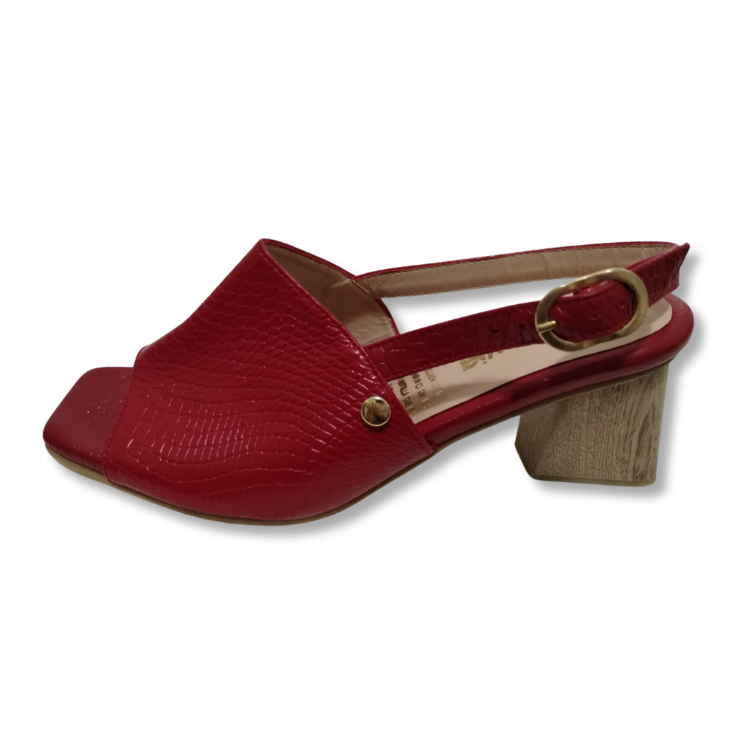 Red wooden heel