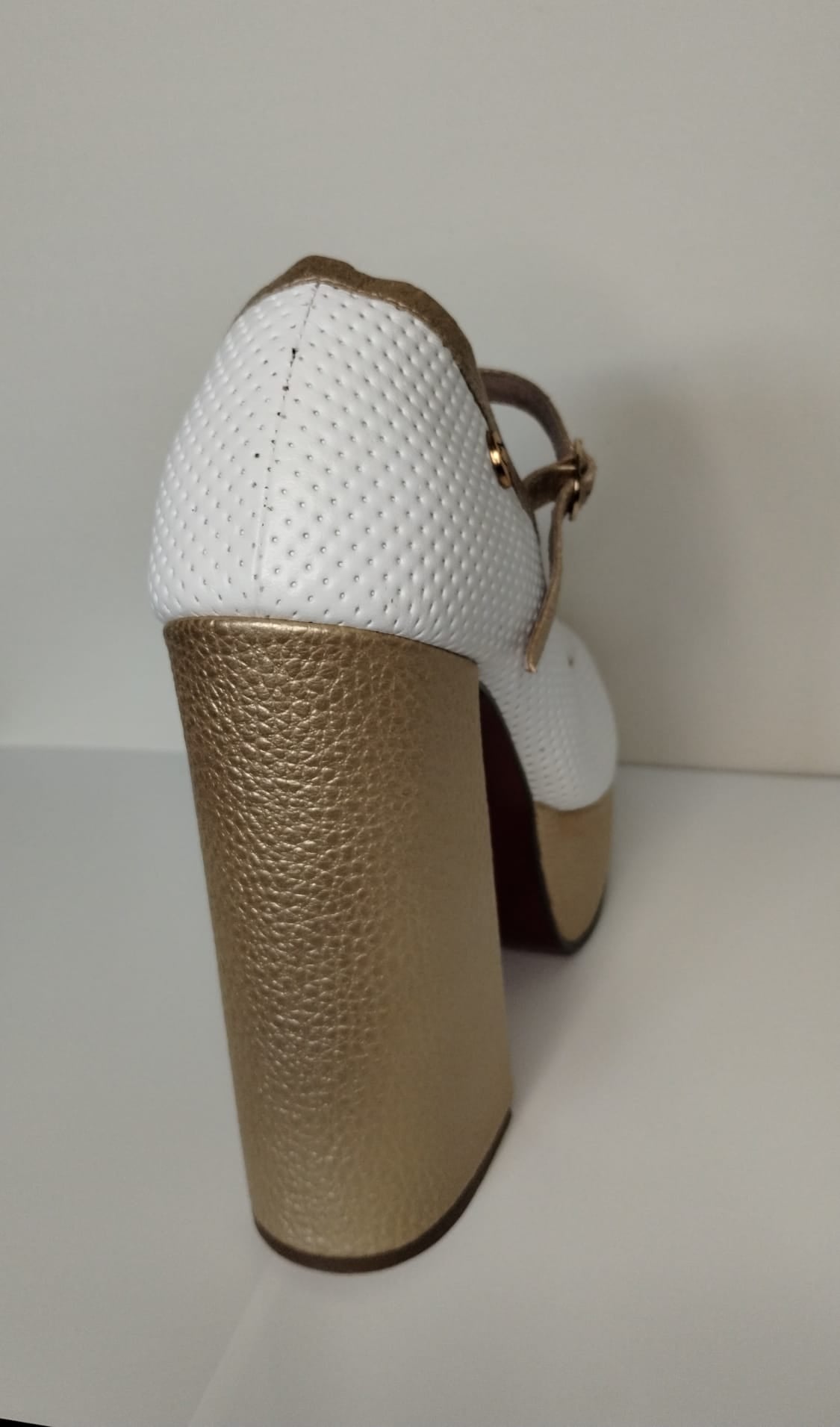 Gold and White High heel in leather| Ref 5872